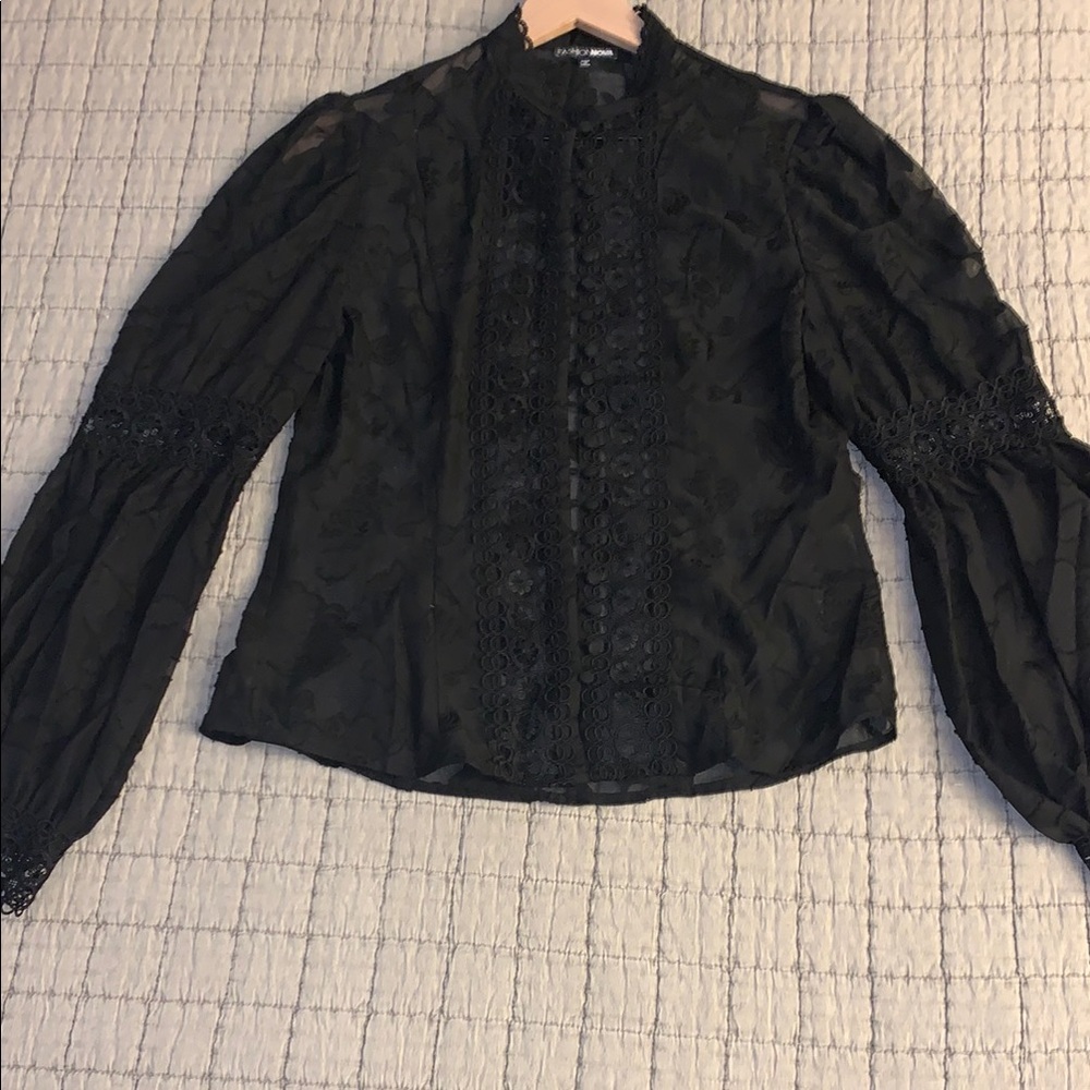 Elegant Black Lace Women's Top